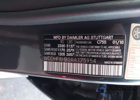 2010 Mercedes-Benz E 350 4Matic from USA, damaged, VIN WDDHF8HB0AA175954